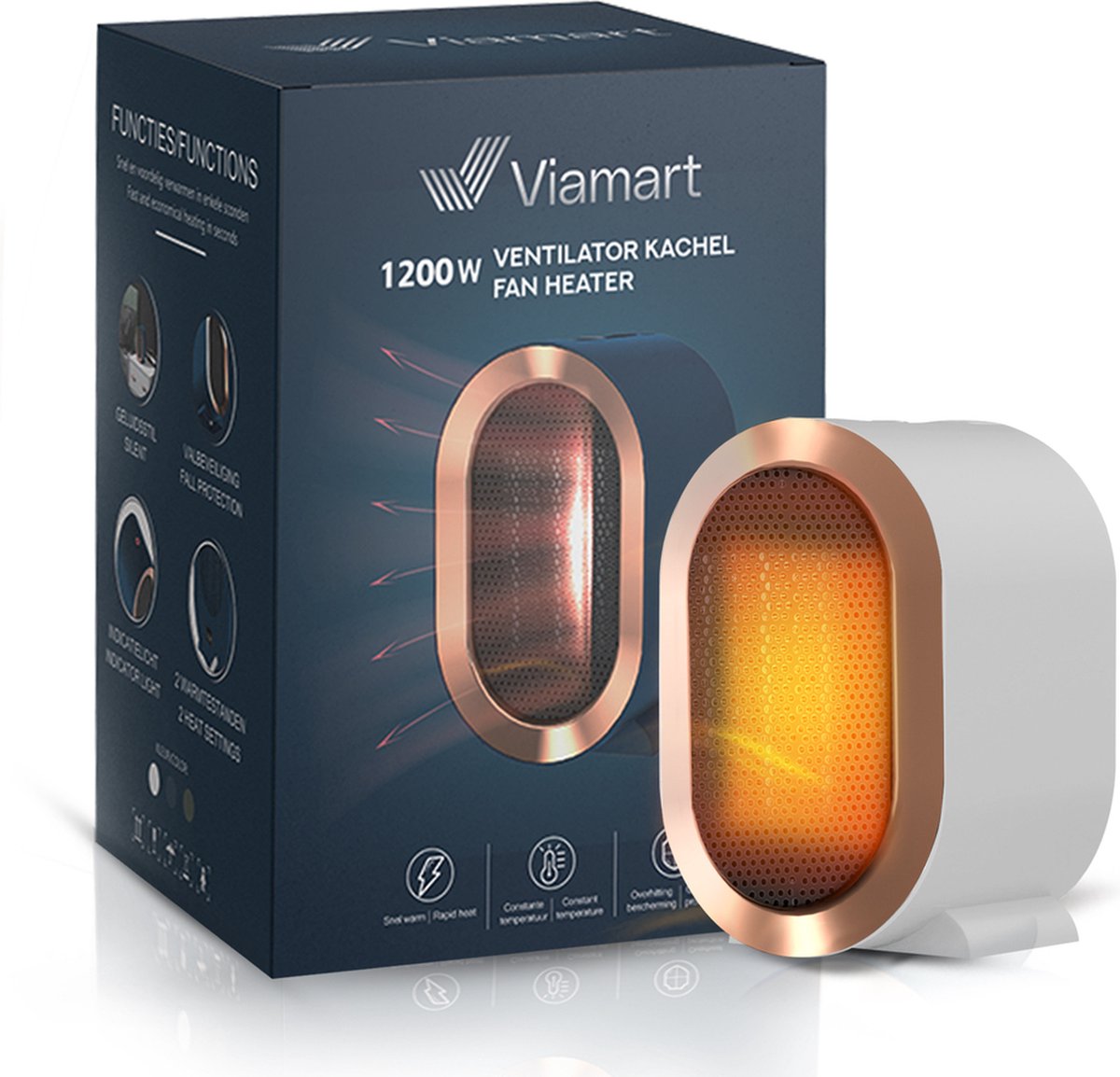 Viamart ® - Elektrische Kachel - Snel en voordelig verwarmen - 1200W - Wit