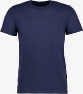 Unsigned heren T-shirt blauw katoen ronde hals - Maat S