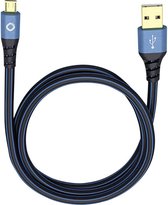 Oehlbach USB Plus Micro USB 2.0 [1x USB-A 2.0 stekker - 1x Micro-USB 2.0 B stekker] 3.00 m Blauw Vergulde steekcontacte