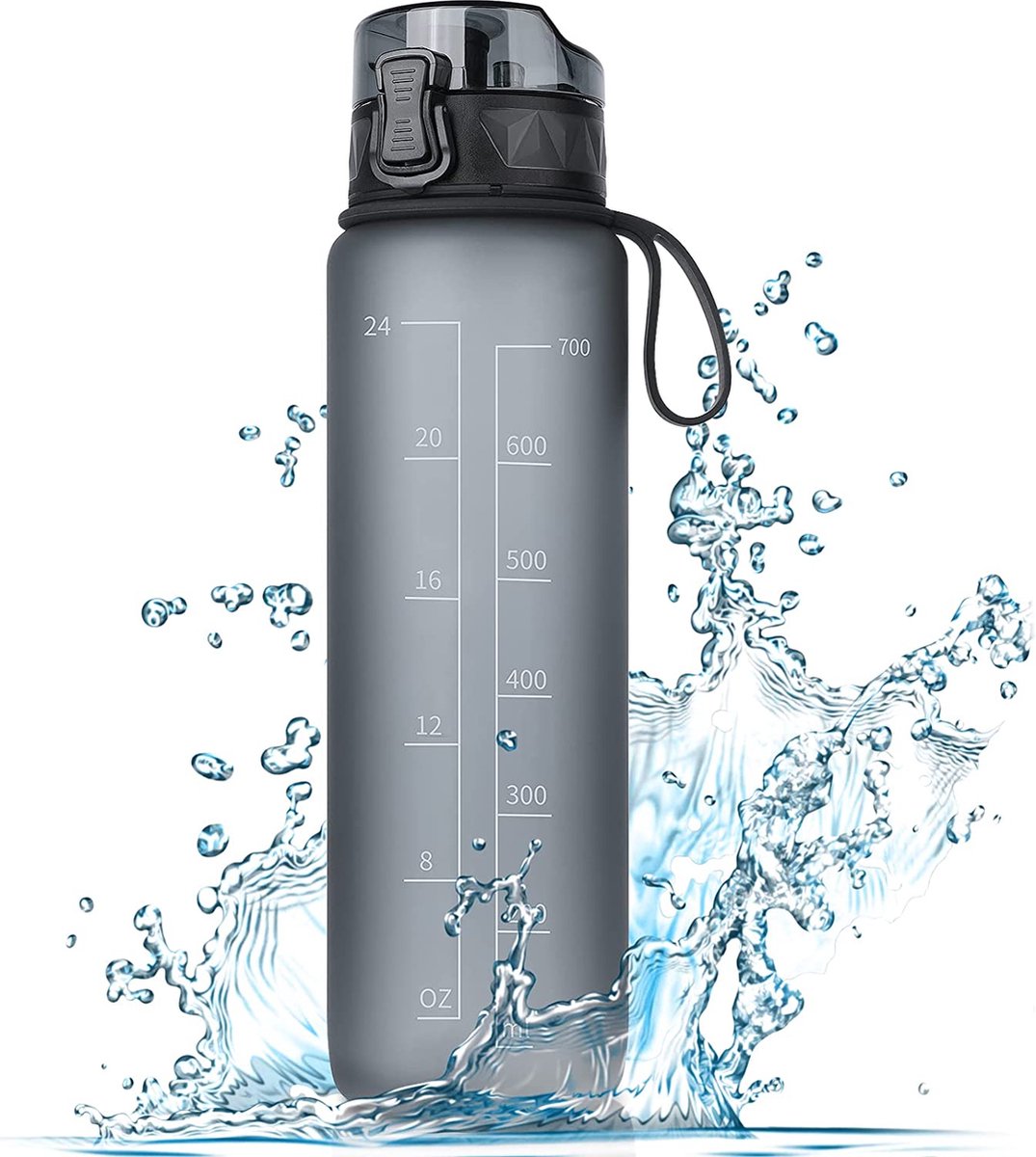 Fretree Sportwaterfles - Matte Grey - 1L lekvrije design waterfles - BPA-vrije drinkfles voor kinderen en volwassenen - sport, wandelen, fitnessruimte, outdoor, fietsen, school en kantoor