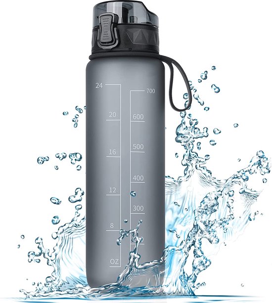 Bouteille d'eau de sport avec paille, 1 l, 750 ml, bouteille d'eau design  anti-fuite