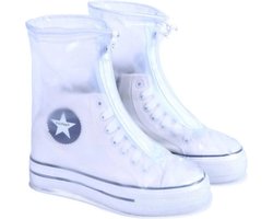Unisex Waterdichte Overschoenen met Rits en Aantrekkoord - Maat L 37/38 - Herbruikbaar – Transparant - Anti Slip Regen Overschoen - Schoenhoesjes - Waterdichte Schoenbeschermers - Regenhoes – Schoenovertek - Regenlaarzen