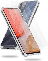 Cadorabo Hoes en 2x Tempered beschermglas compatibel met Samsung Galaxy A72 4G / 5G in TRANSPARANT - Hybride beschermhoes met TPU siliconen rand en acryl-glas achterkant