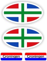 Provincie Groningen vlaggen auto sticker set.
