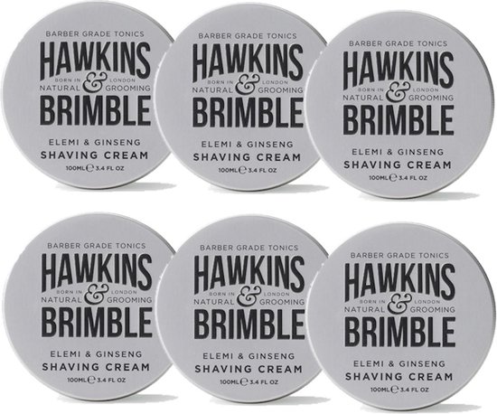 Foto: Hawkins brimble shaving cream 6 pak voordeelverpakking