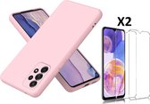 Hoesje Geschikt Voor Samsung Galaxy A23 4G hoesje silicone soft cover Licht Roze - Galaxy A23 5G Silicone hoesje - A23 Screenprotector 2 pack