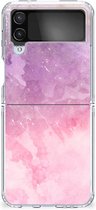 Telefoonhoesje Geschikt voor Samsung Galaxy Z Flip 4 Silicone Back Cover Pink Purple Paint