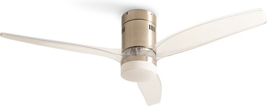 CREATE WINDCALM DC-Geluidloos Plafondventilator Winter/Zomer functie Nikkel Transparant met verlichting - Wifi - 132 cm - 6 Snelheden - Timer
