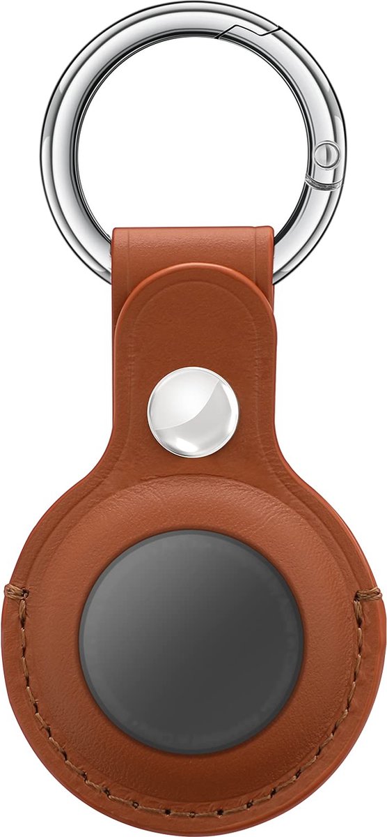 Arisenn® LEER AirTag Sleutelhanger - Echt Leer - Bescherm je AirTag tegen krassen - Duurzame materialen - Leder - Sleutelring met scharnier - Verschillende kleuren - Bruin