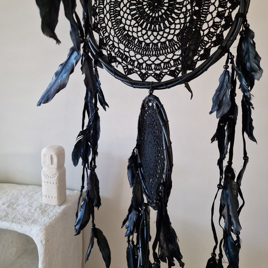 Dromenvanger Essence King XXL - Zwart - Ibiza style interieur - Handgemaakt op Bali - Bohemian - Boho Wanddecoratie - Smith Premium®