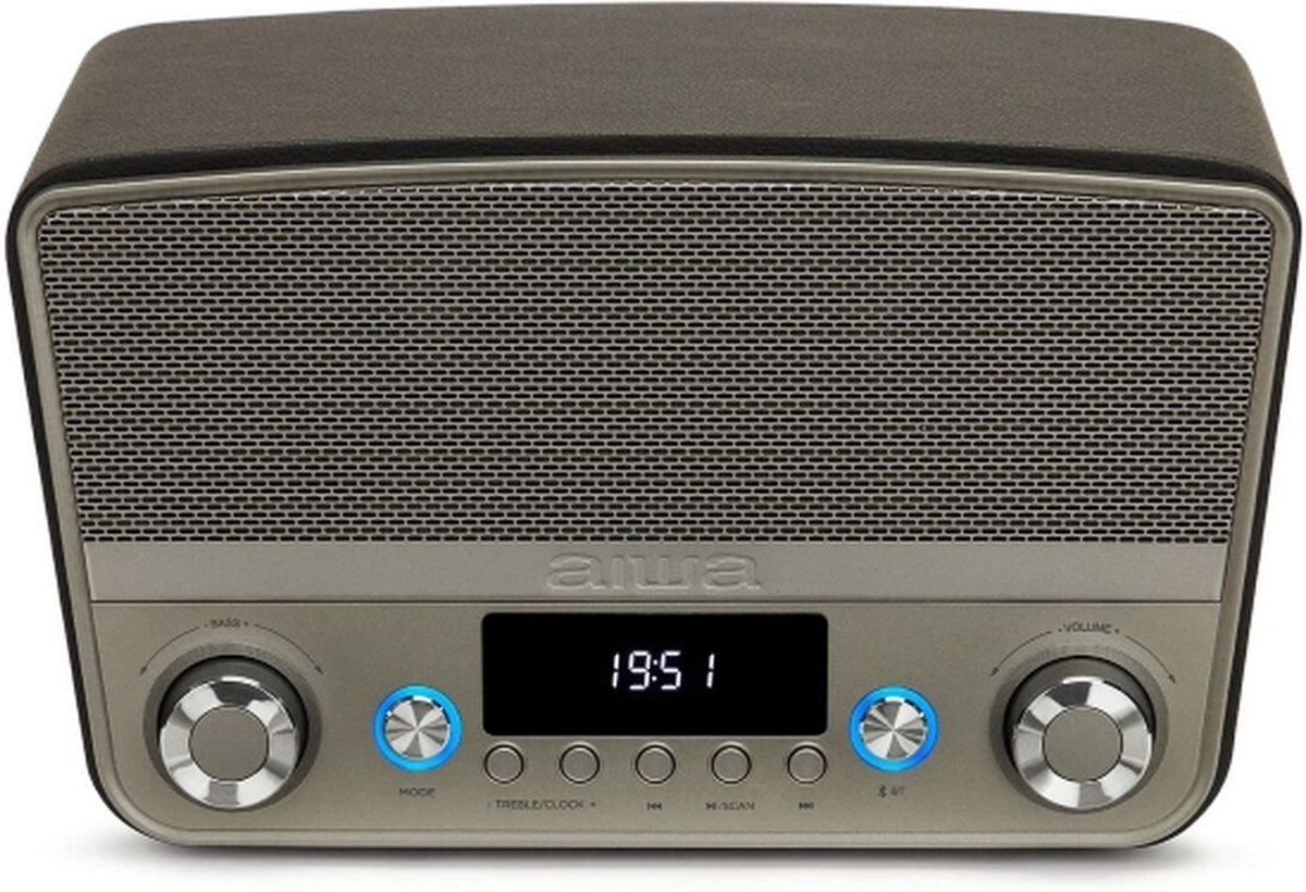 Aiwa BSTU-750BK Radio FM AUX Bluetooth FM USB 50 W Vintage Zwart Grijs