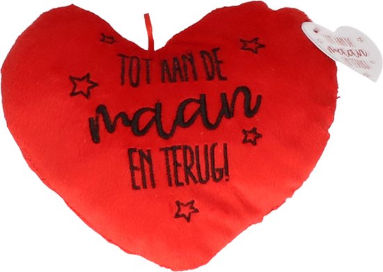 Kussen '' Tot aan de maan en terug! '' - Hartje - Rood - Valentijn