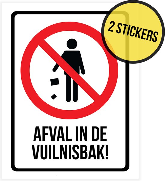 Pictogram/ sticker | "Afval in de vuilnisbak!" | 19 x 25 cm | Sluikstorten  |... | bol.com
