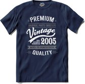Vintage Legend Sinds 2005 - verjaardag en feest cadeau - Kado tip - T-Shirt - Unisex - Navy Blue - Maat L