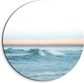 Dibond Muurcirkel - Licht Blauwe Zee met Kleine Golven - 40x40 cm Foto op Aluminium Muurcirkel (met ophangsysteem)