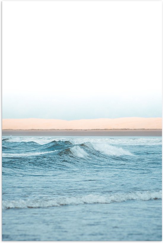 Poster Glanzend – Licht Blauwe Zee met Kleine Golven - 70x105 cm Foto op Posterpapier met Glanzende Afwerking