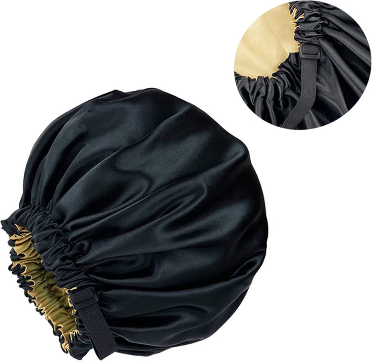 Casquette.Bonnet© - Satijnen helm bonnet - Zwart