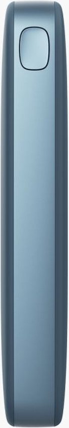 Zijprofiel van de lichtblauwe, rechthoekige Fresh 'n Rebel powerbank.