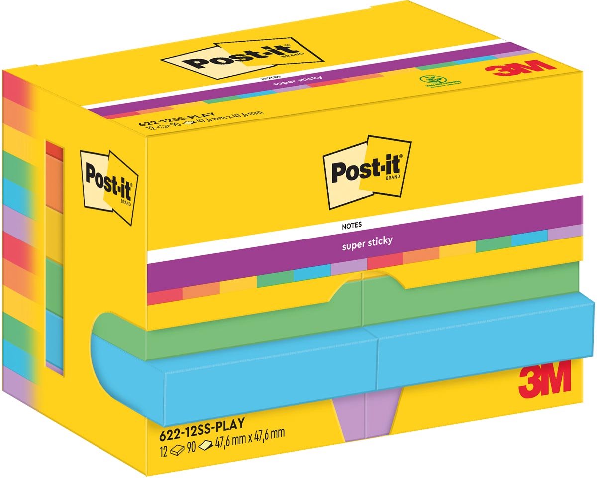 Post-it® Super Sticky Notes, couleurs scintillantes, 47,6 x 47,6 mm-jaune  néon, rose