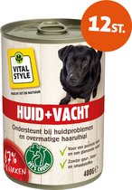 VITALstyle Huid+Vacht - Hond Natvoer - Ondersteunt Bij Huidproblemen En Extreem Verharen - Met o.a. Brandnetel & Sint Janskruid - 400 g - 12 stuks