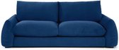 Vast 3 -Seater vaste bank - diepblauw fluweel - l 231 x d 102 x h 78 cm - Frankrijk