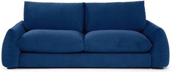 Vast 3 -Seater vaste bank - diepblauw fluweel - l 231 x d 102 x h 78 cm - Frankrijk