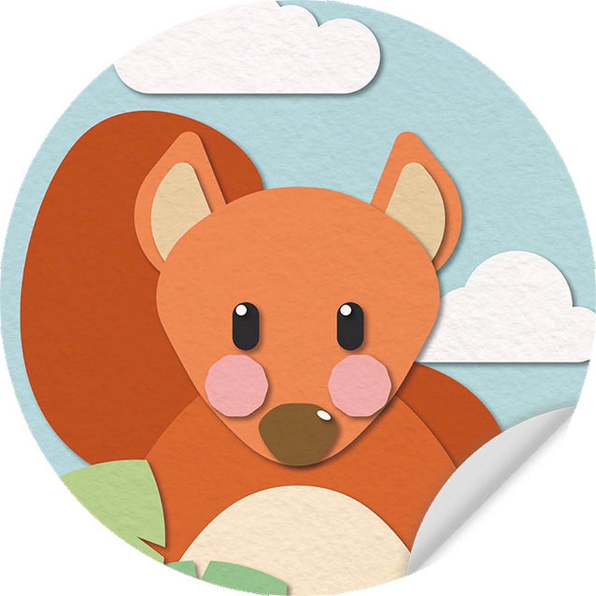 Behangcirkel Eekhoorn - Wanddecoratie - Kinderkamer - Babykamer