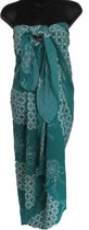 Pareo, sarong, hamamdoek, wikkeldoek, saunadoek exclusief dromenvanger patroon in de kleuren groen wit lengte 115 cm bij 180 cm.