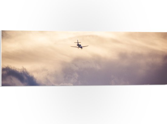 PVC Schuimplaat- Vliegtuig tussen de Wolken - 90x30 cm Foto op PVC Schuimplaat