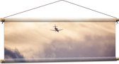 Textielposter - Vliegtuig tussen de Wolken - 90x30 cm Foto op Textiel