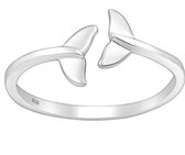 Joy|S - Zilveren walvisstaart ring - verstelbaar (maat: zie omschrijving) - staart aanschuifring