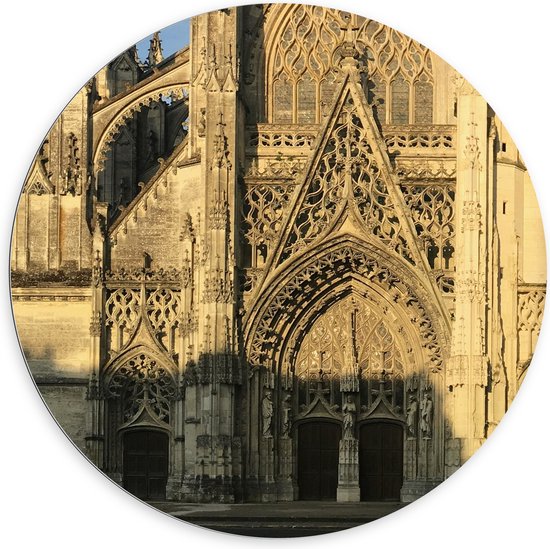 Dibond Muurcirkel - Kathedraal - Frankrijk - 100x100 cm Foto op Aluminium Muurcirkel (met ophangsysteem)