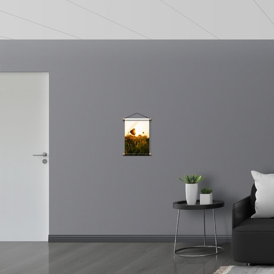 WallClassics - Affiche textile - Rayons de soleil lumineux à travers les Fleurs dans les champs - 30x40 cm Photo sur textile