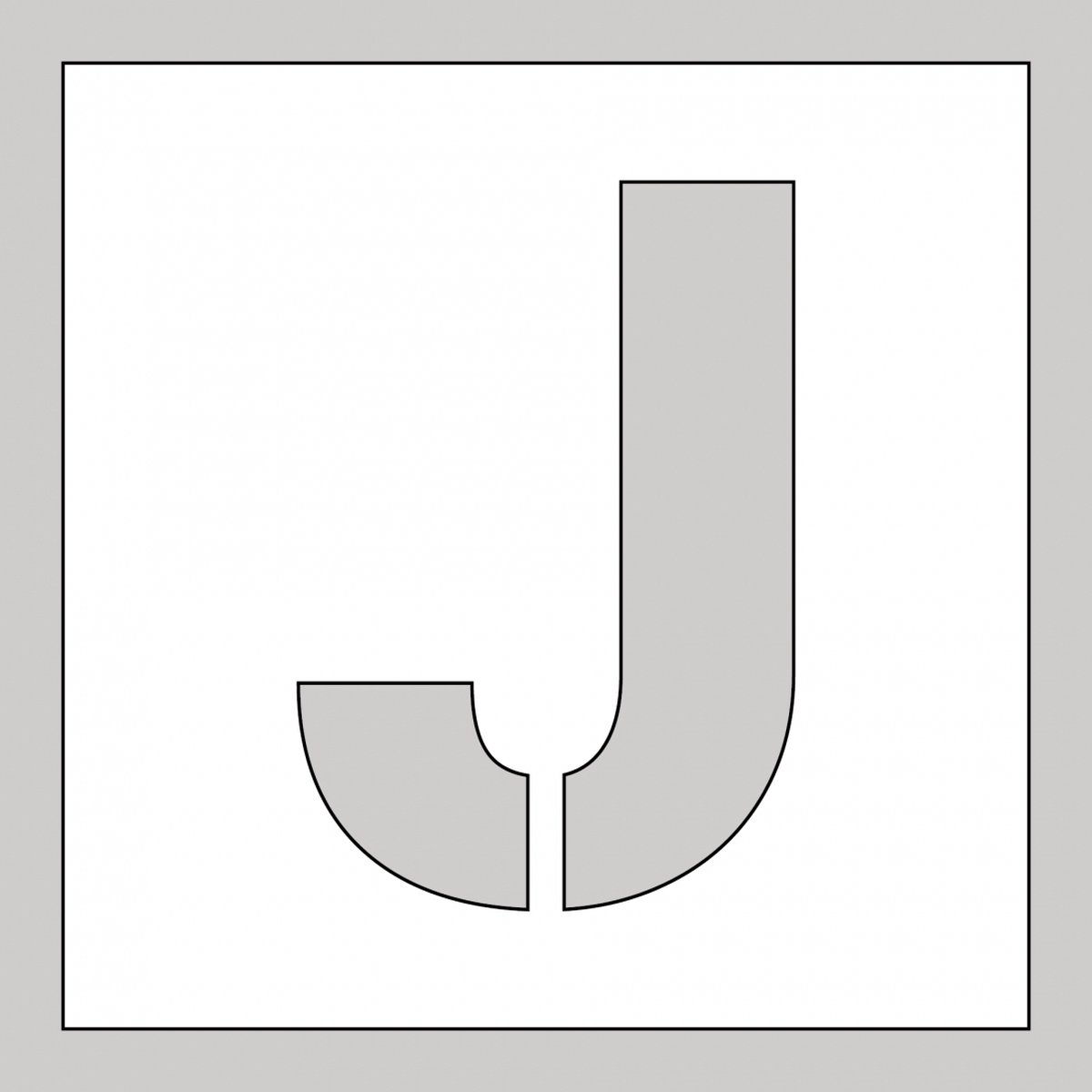 Spuitsjabloon letter J - dibond 500 x 500 mm