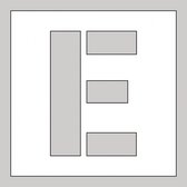 Spuitsjabloon letter E - dibond 200 x 200 mm