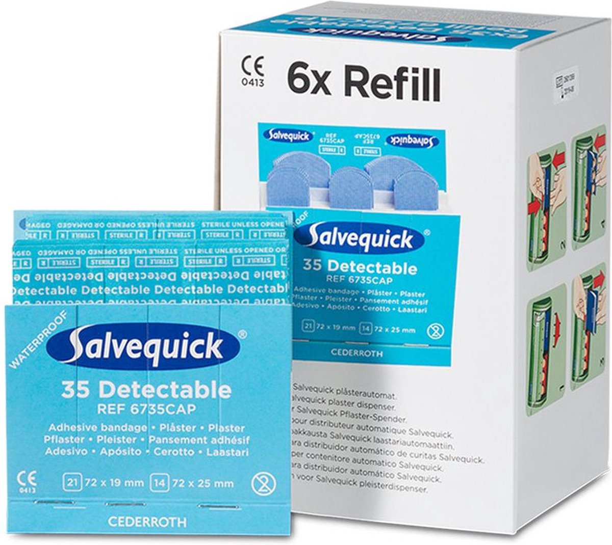 Goedkoopste Pleisters Salvequick blauw detectabel refill 6x 35 stuks