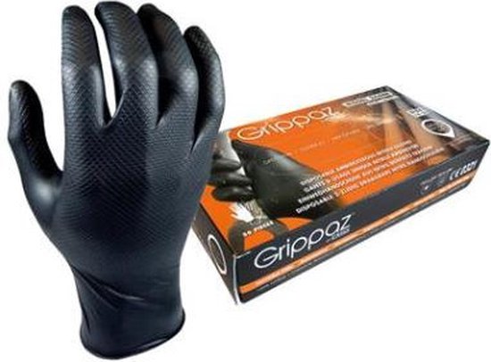 Grippaz QGR-O-L Guanti Lavoro In Nitrile Arancioni - Confezione 50 Pezzi, Taglia L, Resistenti A Prodotti Chimici E Tagli