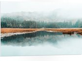 PVC Schuimplaat - Mooi Landschap aan een Meer - 105x70 cm Foto op PVC Schuimplaat (Met Ophangsysteem)