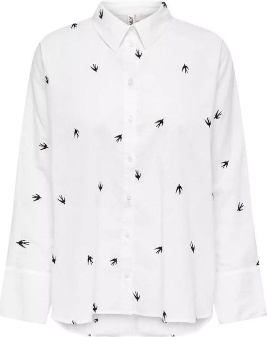 Onlnew Lina Grace Ls Emb Shirt Brunnera Blue Aop Bright White