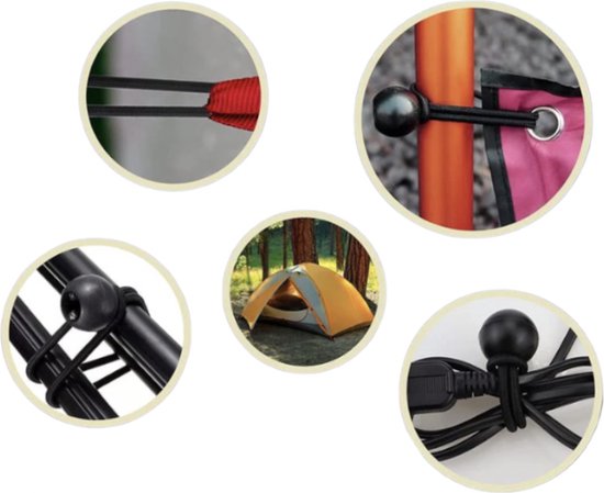 PD® - Spanelastiek - Zwart - Elastiek koord - Spanrubbers - Elastiek Met Bal - Tentspanner - Tentelastiek - Tentspanners met Bal - Elastiek Trampoline van PD — afbeelding 4