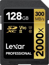 LEXAR PROFESSIONAL 2000X SDXC 128GB UHS-II U3 V90 SD Kaart
