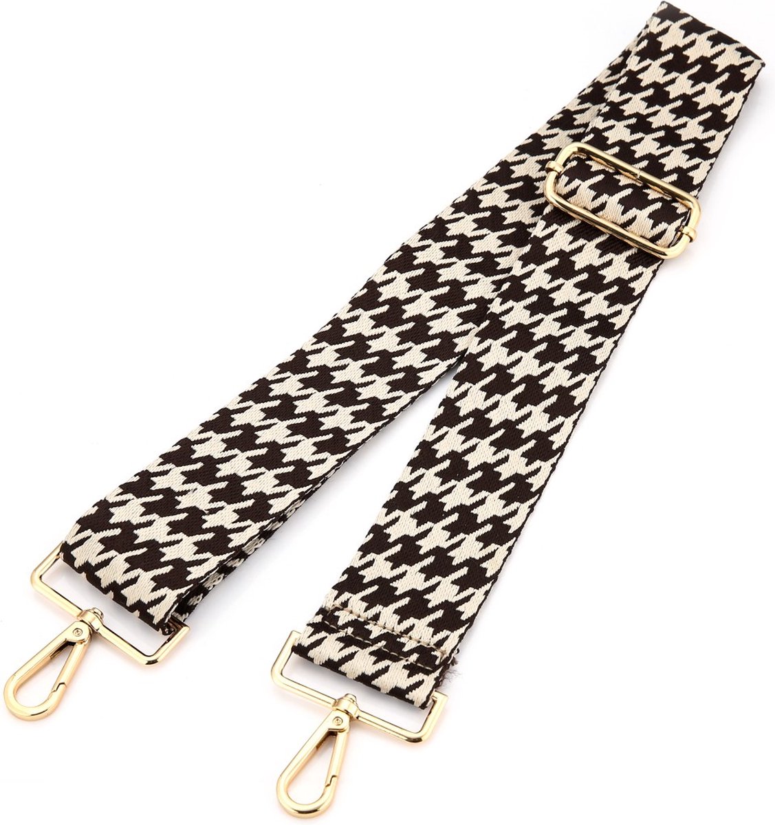 Schouderband - Tassenriem - Camerakoord - Tashengsel - Schouderriem - BagStrap - Verstelbaar - Pied-de-Poule - Beige