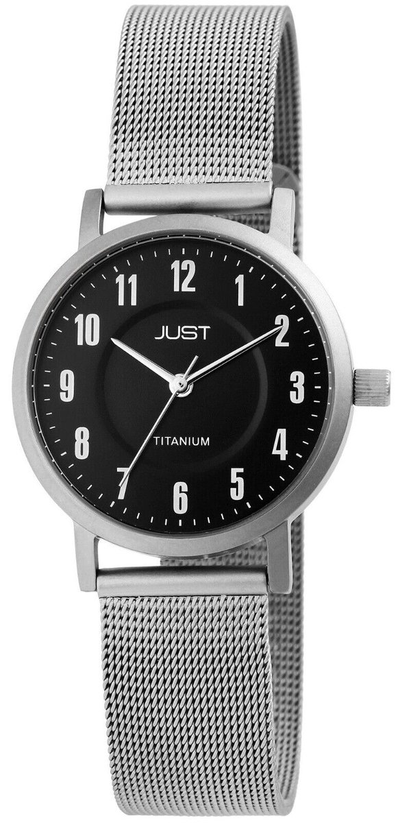 Mooi dames horloge volledig titanium zwart -zilverkleurig van het merk JUST .