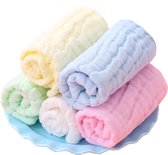 DW4Trading Baby Mousseline Washandjes - Vierkant 30x30 cm - Katoen - Set van 5 - Geel, Wit, Groen, Blauw, Roze