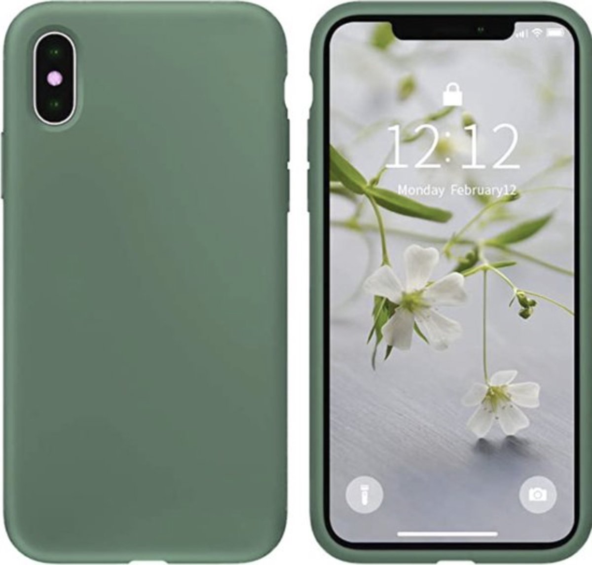 Supertarget hoesje geschikt voor Apple iPhone X/XS - Siliconen Back Cover - Groen - Forest Green - Dark Green - Donker Groen
