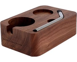 Vecchi Tamperstation Walnotenhout + RVS borstel