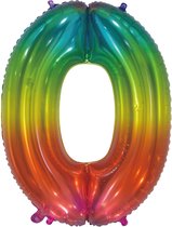 Ballon aluminium numéro 0 Rainbow XL 86cm vide
