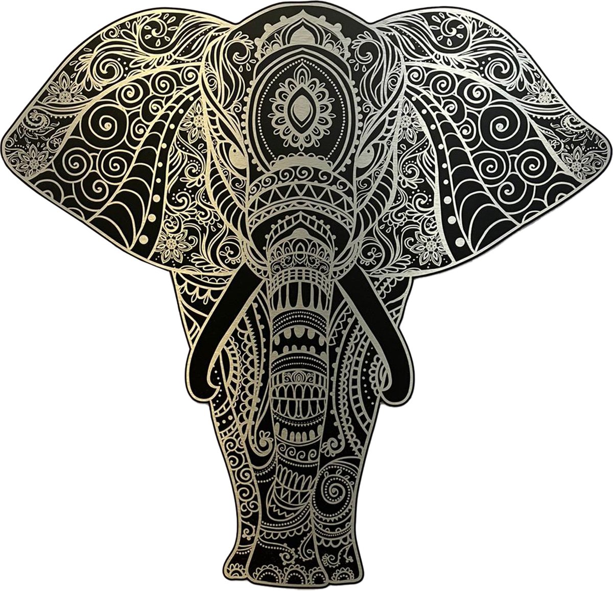 Schobbejak Silver Art | Olifant | Dibond Butler Finish | Wanddecoratie | Kunst op je Muur | 80 x 78,5 CM