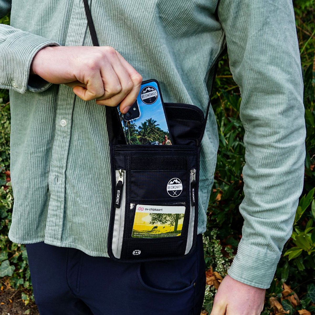 ihreesy Nekportemonnee voor reizen, RFID-blokkerende paspoorthouder reizen hals etui unisex volwassenen paspoorthouder organisator tas met verstelbare nekband voor mannen vrouwen, 19 cm x 14 cm, zwart