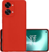 Hoes Geschikt voor OnePlus Nord 2T Hoesje Cover Siliconen Back Case Hoes - Rood